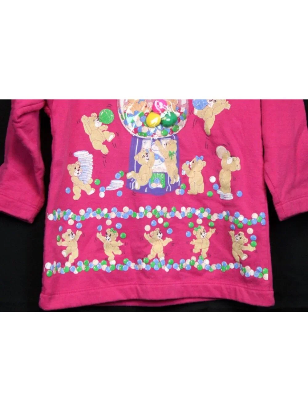 Spumoni 2pc Outfit 4 Lg Teddy Bear Bubble Gum Machine Coin Pink Sweatshirt Pants